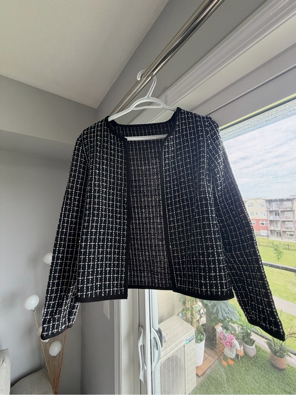 Black & White Tweed Open-Front Blazer